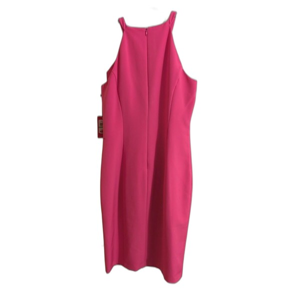 Vince Camuto New Feminine Crepe High Neck Ruffle Front Sheath Dress  Pink Sz 8 - Picture 3 of 7